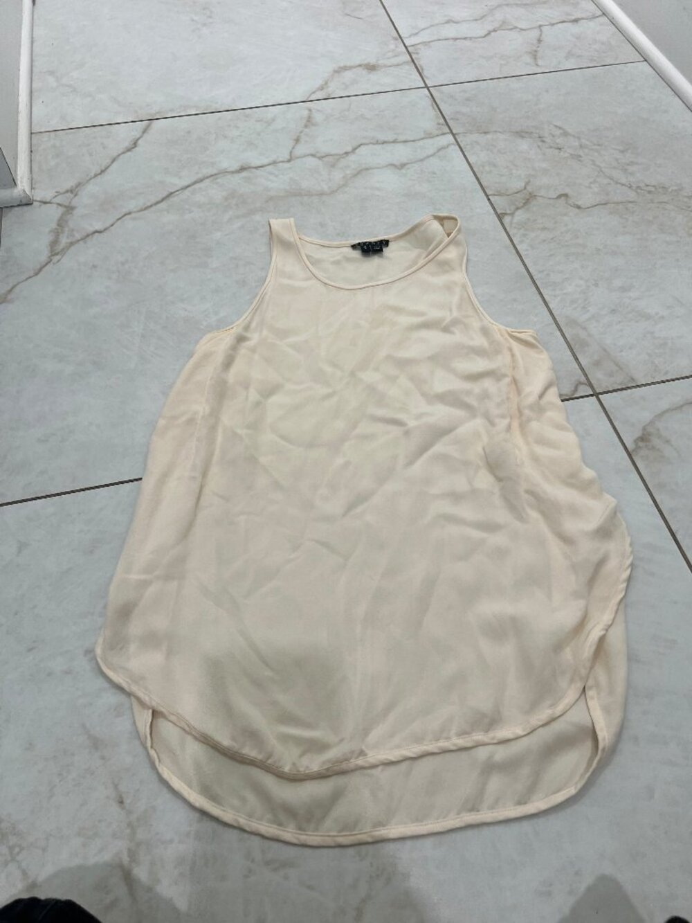 Theory Ivory Bringam Silk High-Low Tank Top Size S
